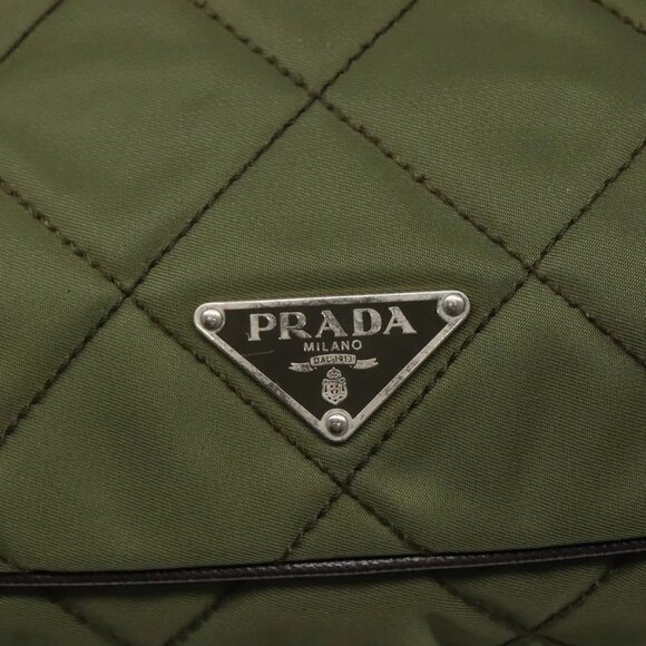 PRADA Shoulder Bag Nylon Khaki Silver Auth - Picture 12 of 16